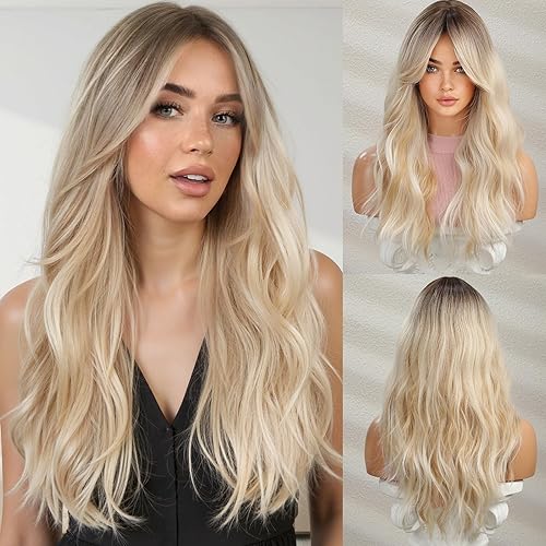 HAIRCUBE Long Wavy Wigs for Women,Synthetic Hair Wig for Daily