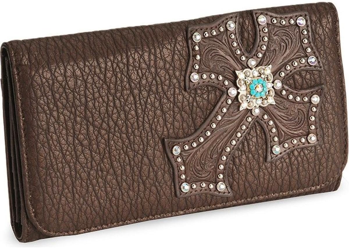 Blazin Roxx Women's Embellished Cross Wallet Brown One Size