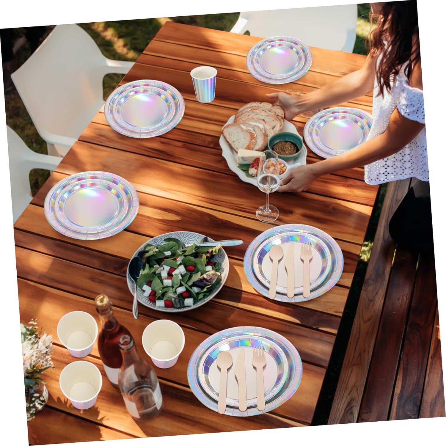 IMIKEYA 25sets Neon Party Supplies Pastel Decorations for Birthday Wedding Iridescent Plates Cups Napkins Party Supplies