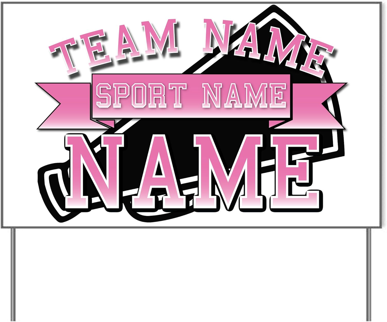E&M Designs Personalized Pom Squad Cheer Yard Sign 18x24 - Customize with Your Name