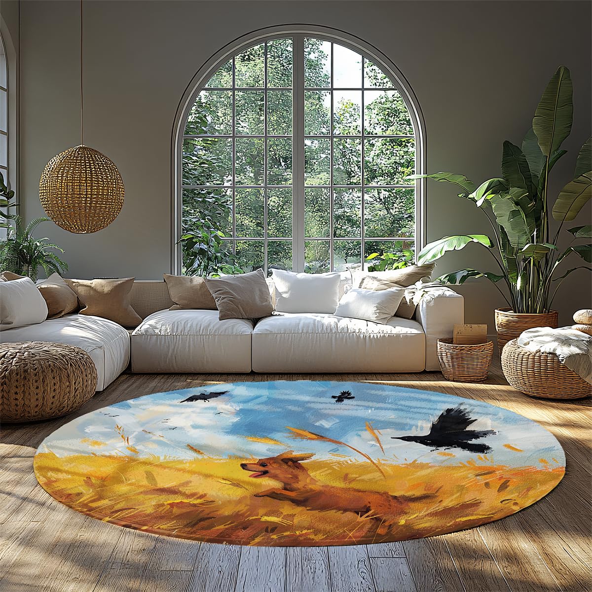 Tapis peinture à l'huile style ferme aux finitions soignées