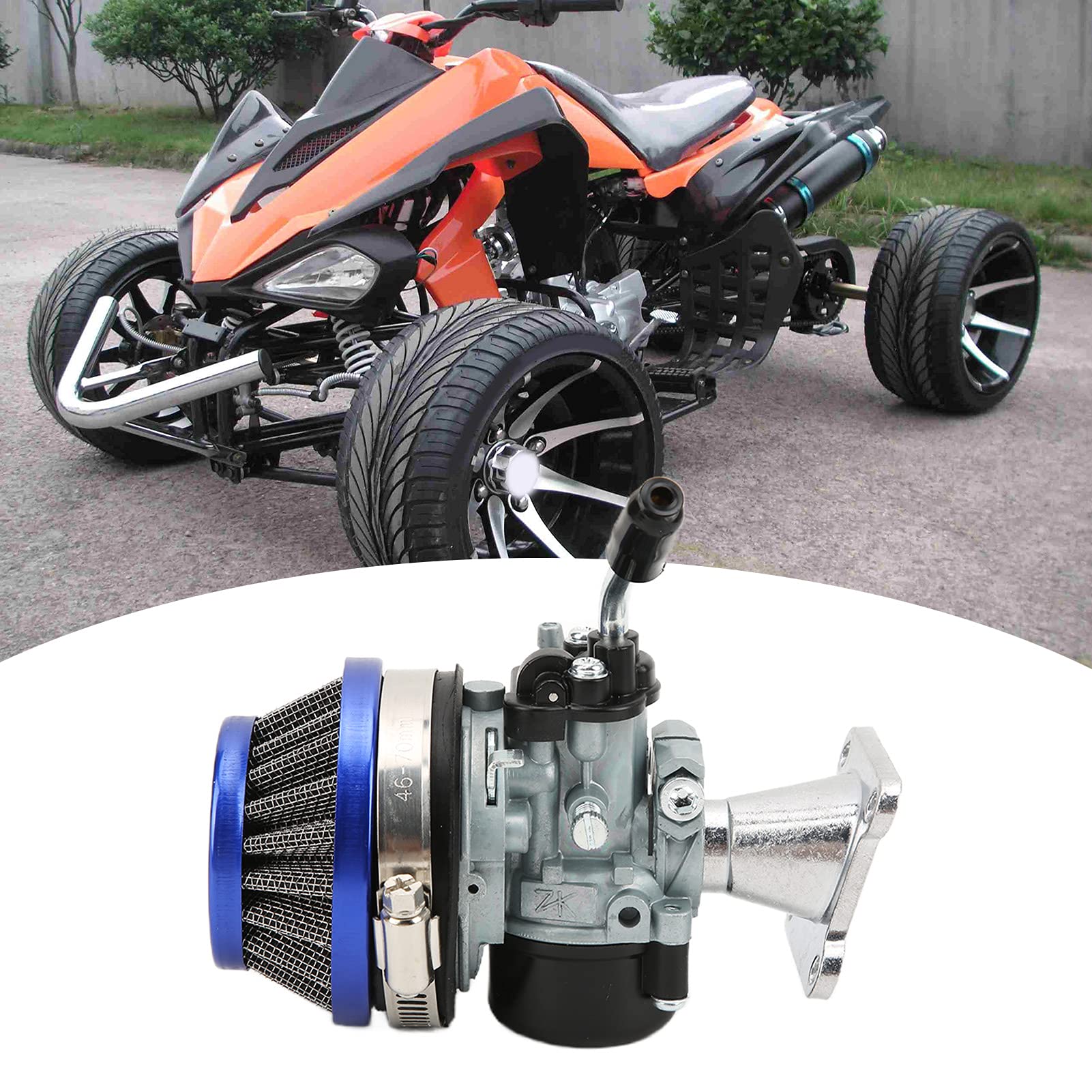 Carburatore Carb Racing a 2 tempi 49cc 66cc 70cc 80cc con filtro dell'aria compatibile con motore a 2 tempi per bici da bicicletta motorizzata - Carburatore ad alte prestazioni 80cc