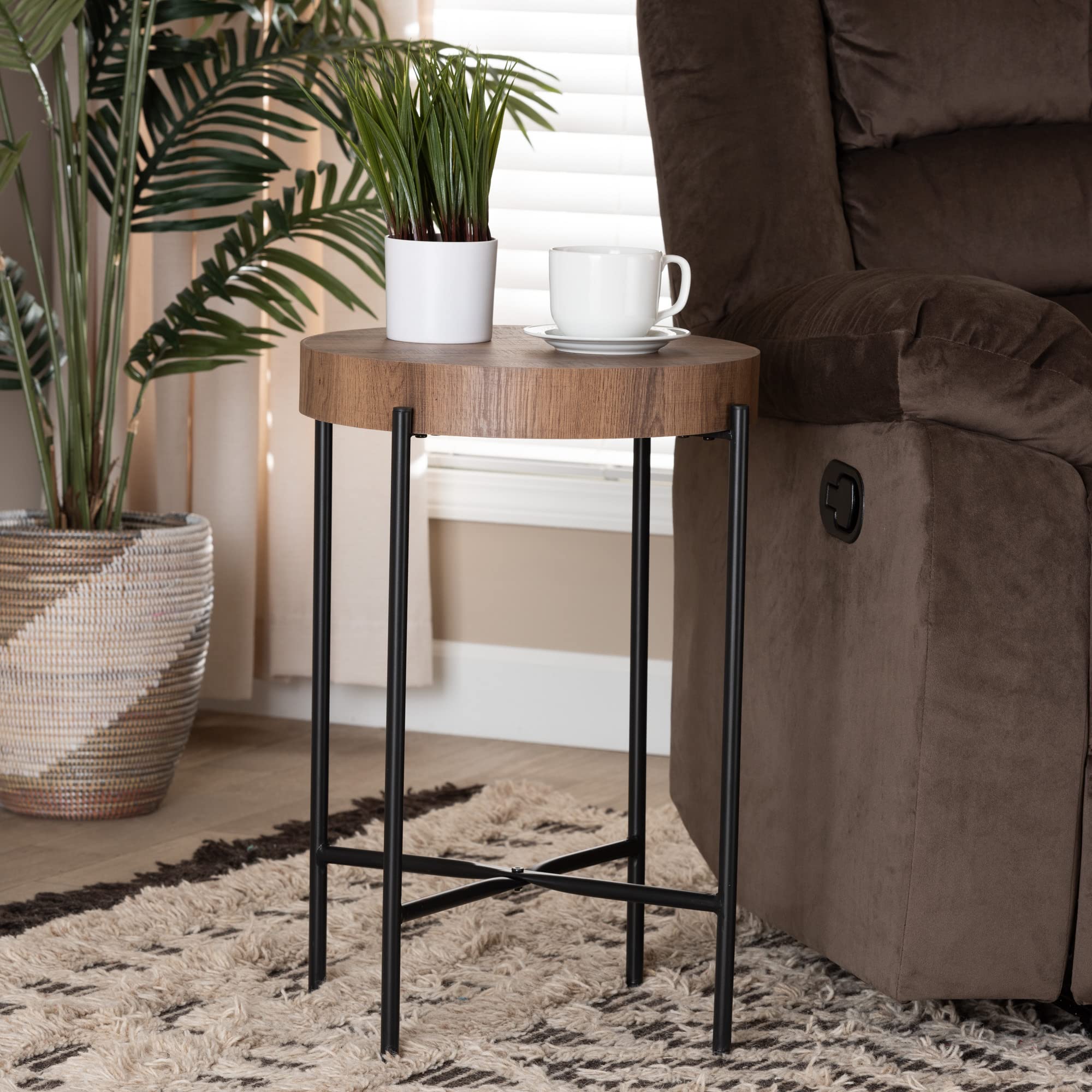 Amazon.com: Baxton Studio Savion End Table, One Size, Walnut Brown