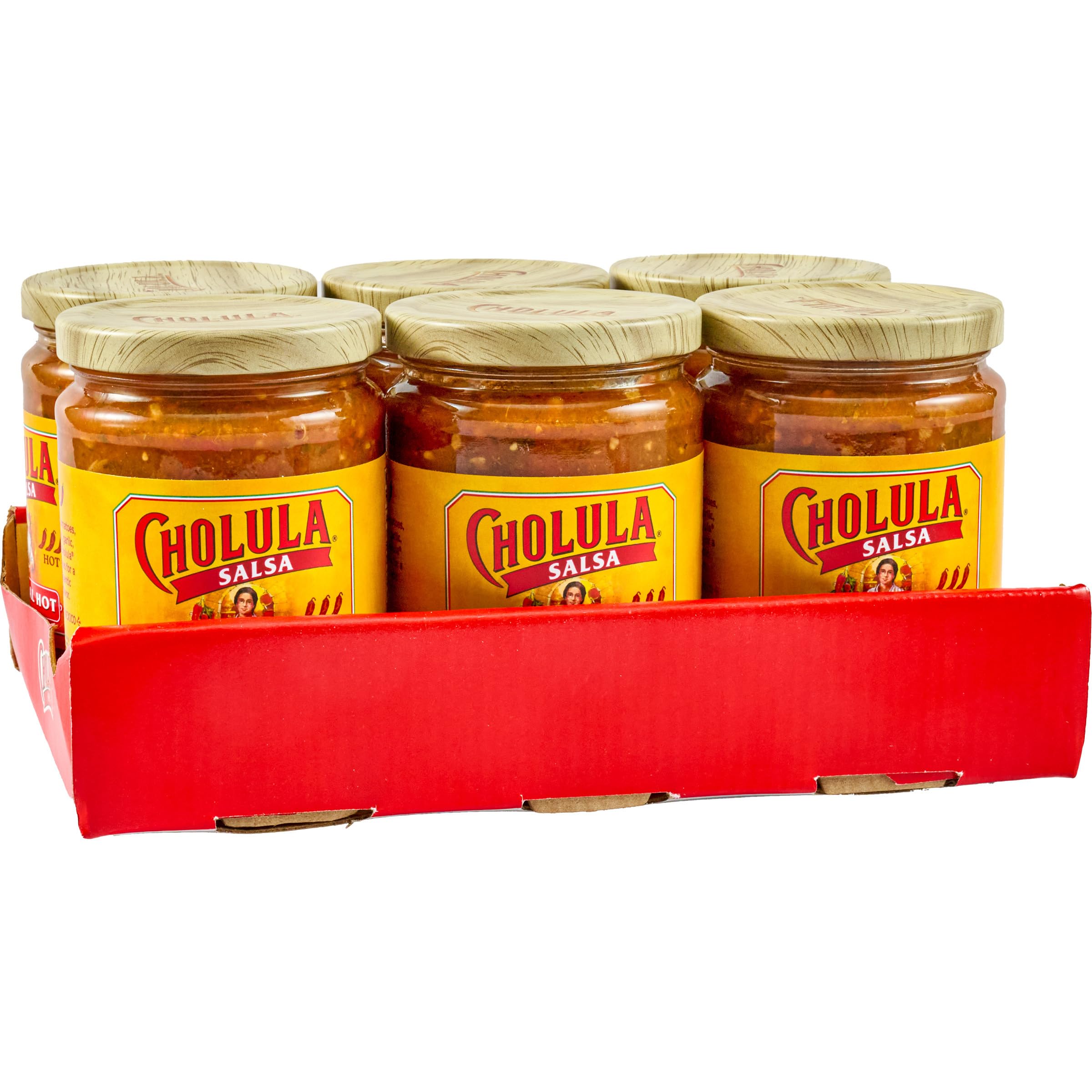Cholula Salsa, Original Hot, Spicy Salsa For Tacos, Enchiladas, Queso, Fajitas, Burritos, Nachos and More, 12 oz (Pack of 6)