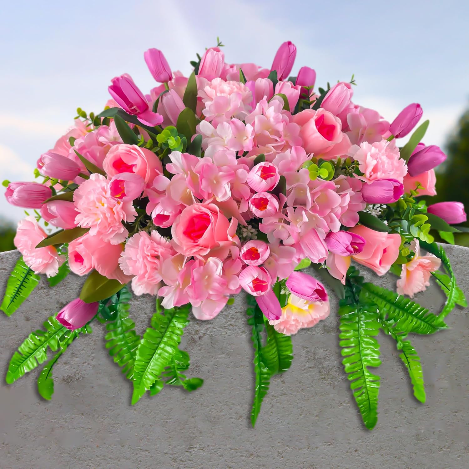 FLOWERIA Headstone Flower Saddle Vibrant Artificial Tulip