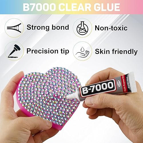 Miniatura 5 de B7000 - Pegamento con 11000 unidades de diamantes de imitación iridiscentes de cristal AB con parte trasera plana para manualidades, ropa,