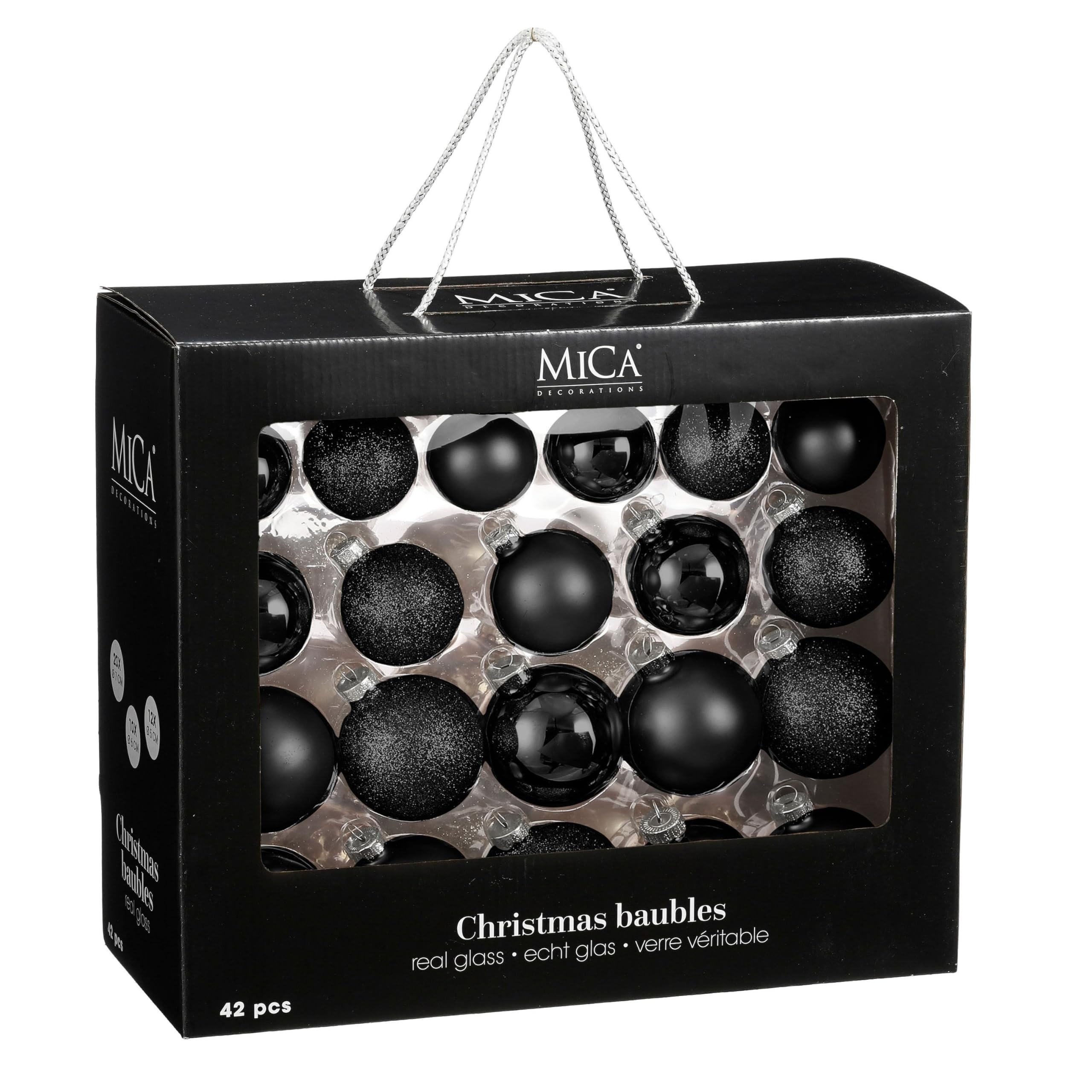 Boules de Noël en verre noir MICA Decorations pour décoration haut de gamme