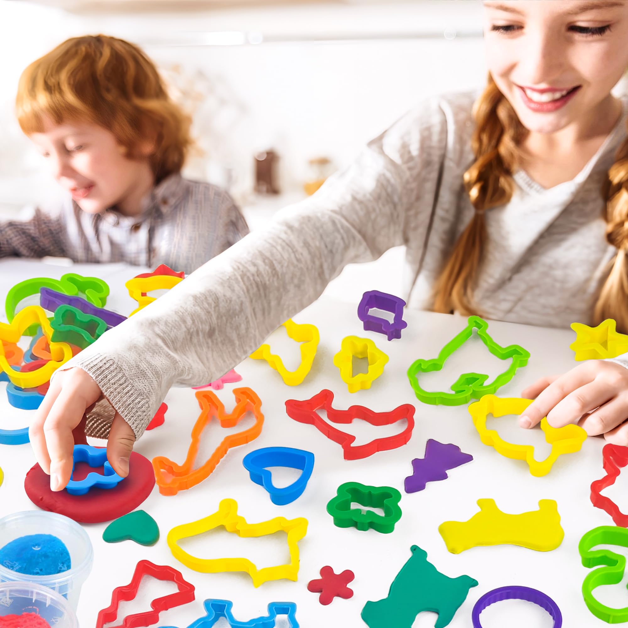 Oun Nana Playdough Tools Set for Kids, 32 PCS Playdough Accessories with Play Dough Animal Molds and Shaped Cutters, Plastic Play Dough Toys for Toddlers, Mixed Colors and Random Colors - Image 6