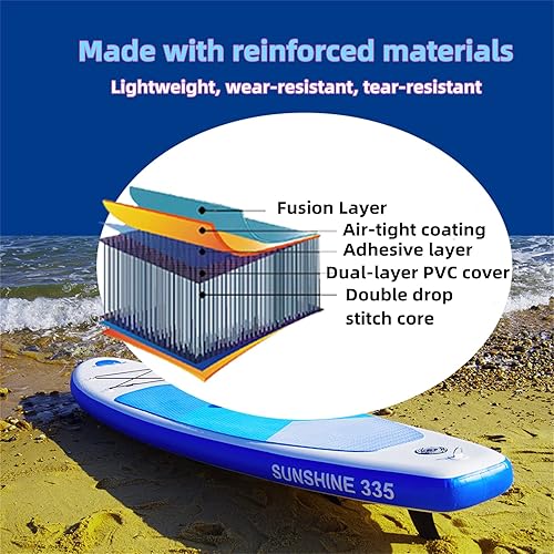 Miniatura 6 de AISUNSS Tabla de remo inflable de 11 x 32 x 6 pulgadas, todos los accesorios SUP incluidos paleta flotante, bomba de mano, bolsa impermeable para