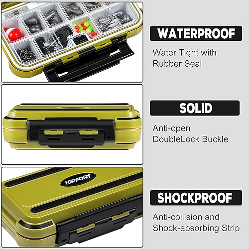 Miniatura 5 de TOPFORT Kit de accesorios de pesca de 187343 piezas, incluye ganchos de plantilla, pesas de plomada de fundición de bala, broches giratorios de