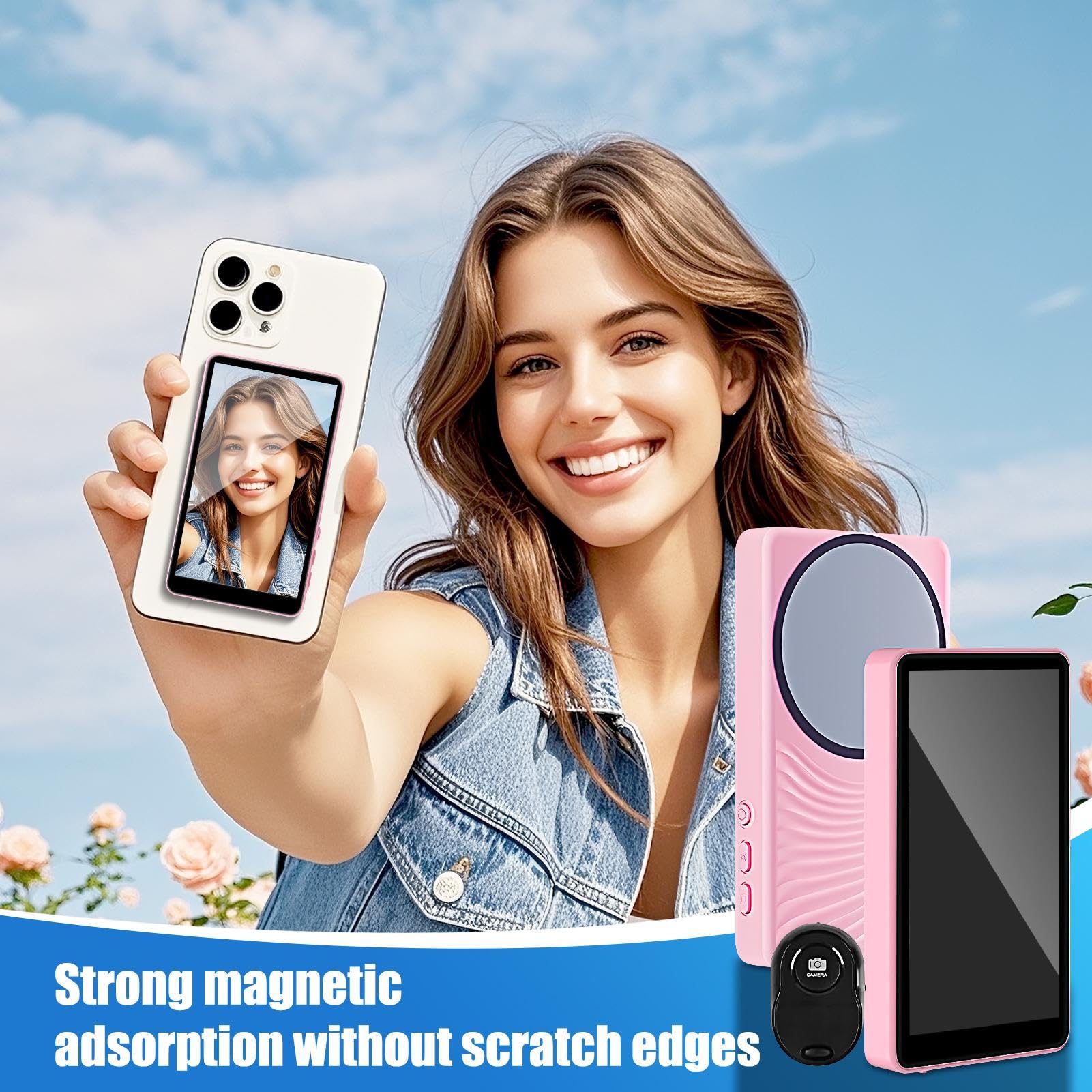 Ekran Monitora Do Vloga I Selfie Telefonem Monitor Selfie Z Tyłu Aparatu Do | Przenośne Akcesoria do Smartfonów do Nagrywania Wideo, Robienia Zdjęć, Streamingu na Żywo i Tworzenia