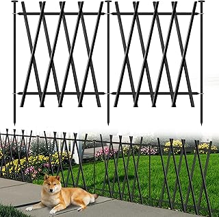 Metal Decorative Garden Fence 24" H x 24" W (10 Panels, 20 Ft Total) Rustproof Animal Barrier No Dig Decorative Fencing for Dogs,Pet, Yard,& Patio, Landscape, Border，Easy Installation