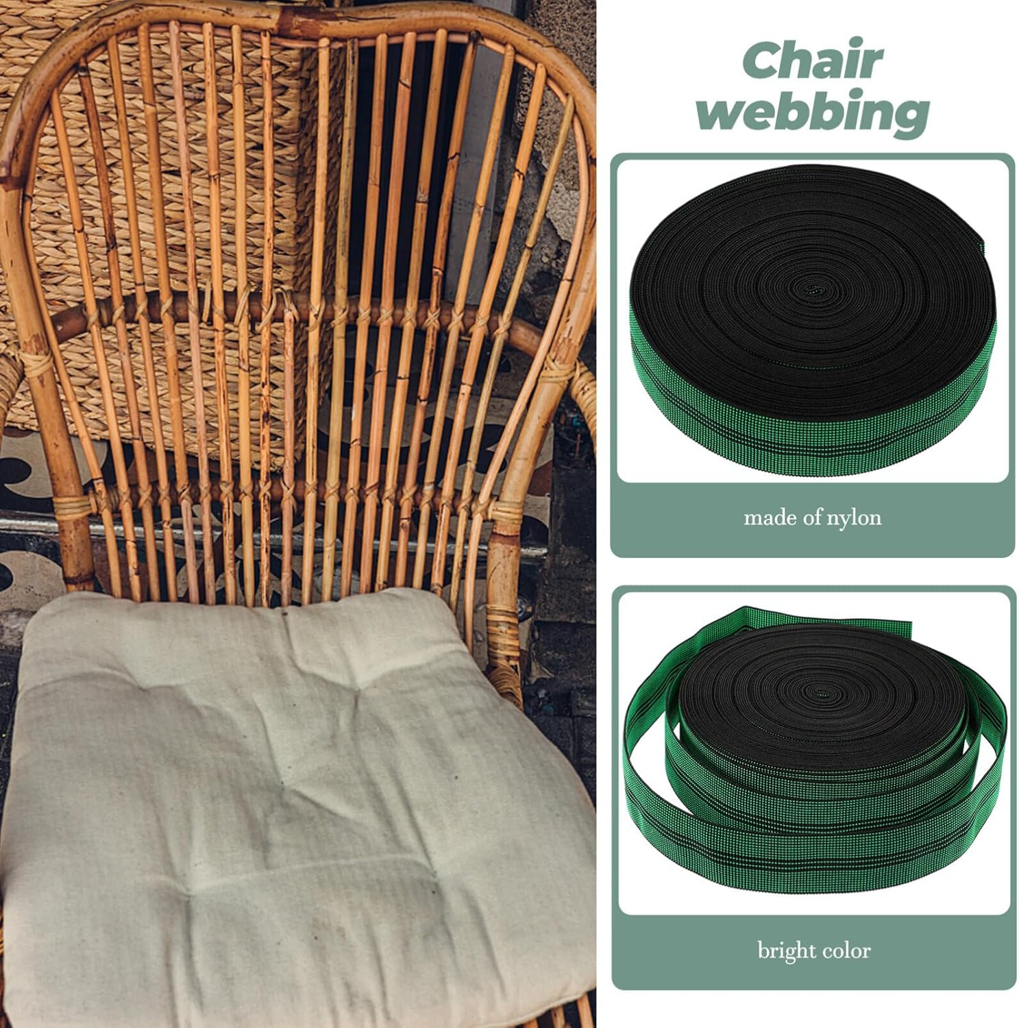 Kichvoe 1 Set of Nylon Webbing Elastic Webbing Roll Nylon Sofa Webbing for Furniture with Pins to Repair Sagging Couch Chair Lawn and Patio