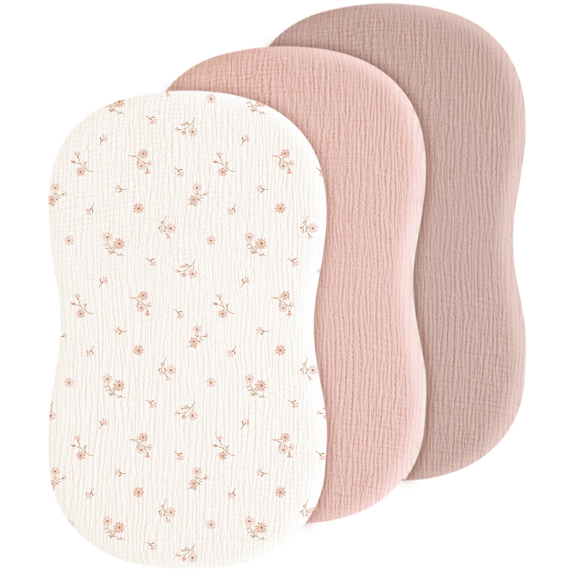 3 Pack Baby Muslin Bassinet Sheets for Boys and Girls, 32 x 16 in