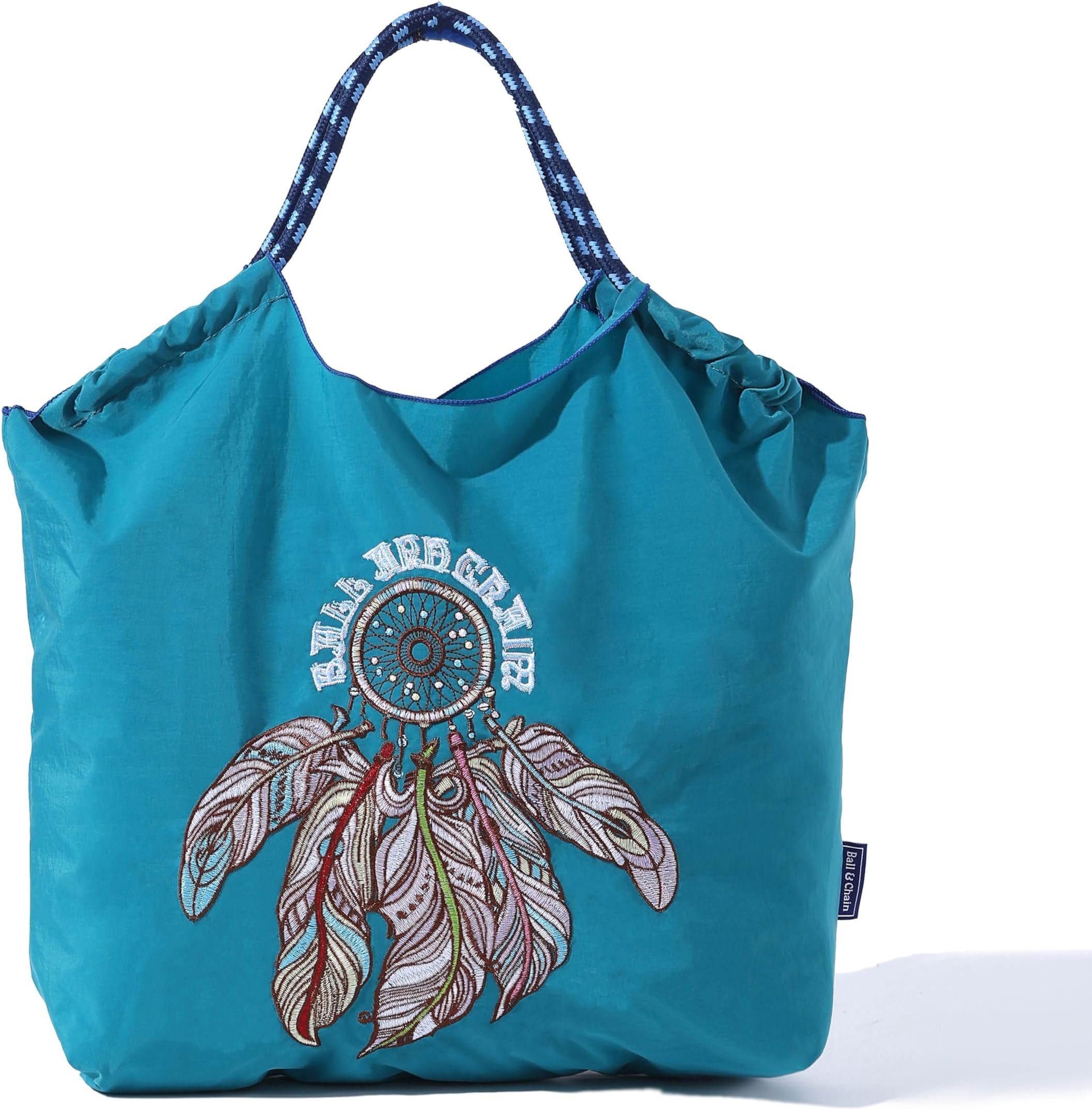 Ball&ChainEmbroidery Initial Nylon Tote Bag,Personalized Present Suitable for Travel,Beach,is a Great Gift Women, Mom