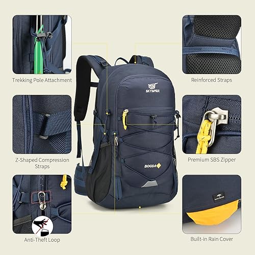 Miniatura 3 de SKYSPER Mochila de senderismo para hombres y mujeres, mochila de viaje de 35 litros, impermeable, mochila de campamento ligera para exteriores