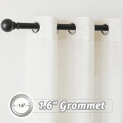 Miniatura 2 de RYB HOME - Cortinas traslúcidas de lino natural para sala de estar, filtrantes de luz, cortinas aireadas para ventana de dormitorio, 52 pulgadas de