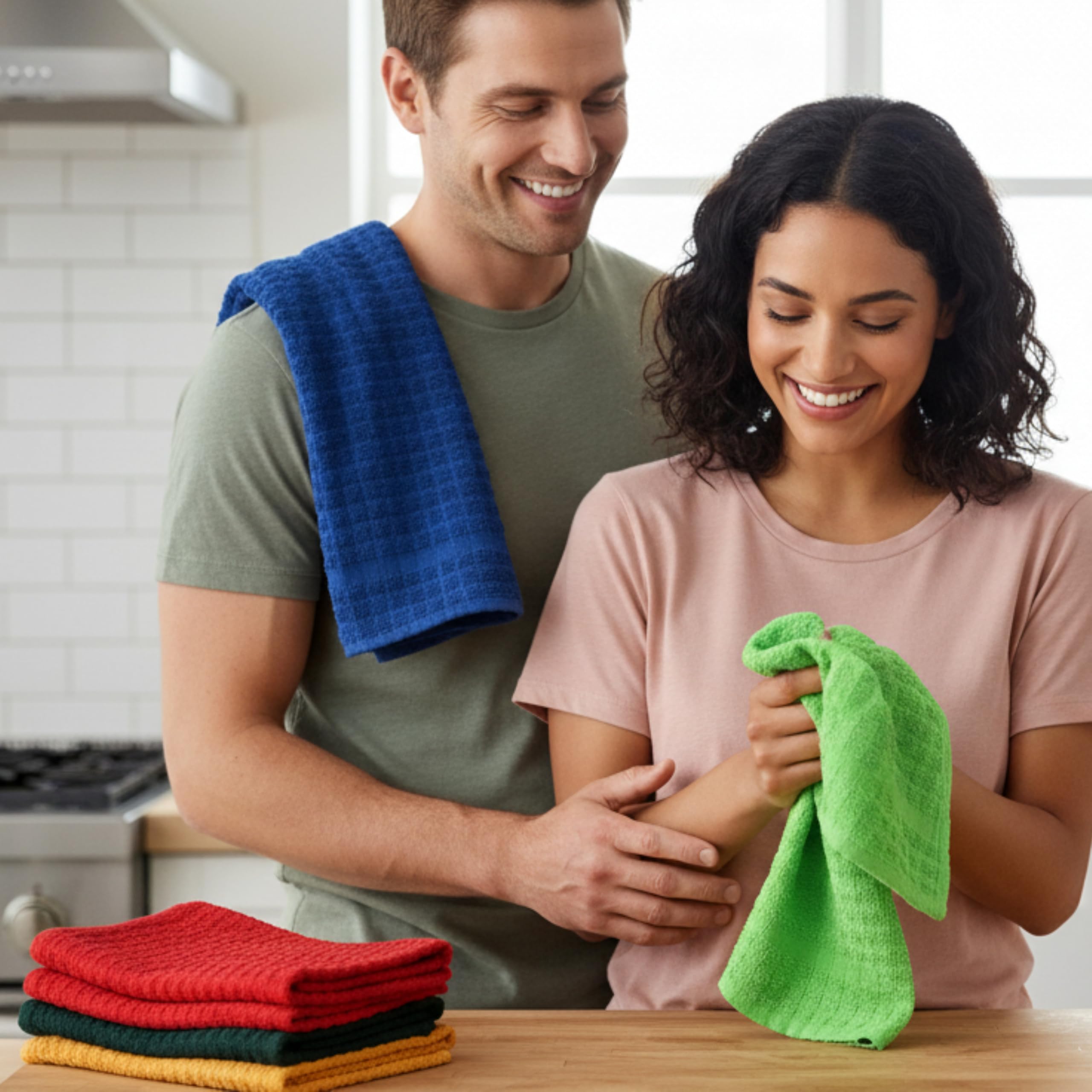 Kitchen Towels Set of 12 (15x25 Inch) – Cotton Dish Towels, Super Absorbent & Soft Kitchen Hand Towel, Dish Towels, Tea Towels & Bar Towels for Kitchen Drying & Cleaning