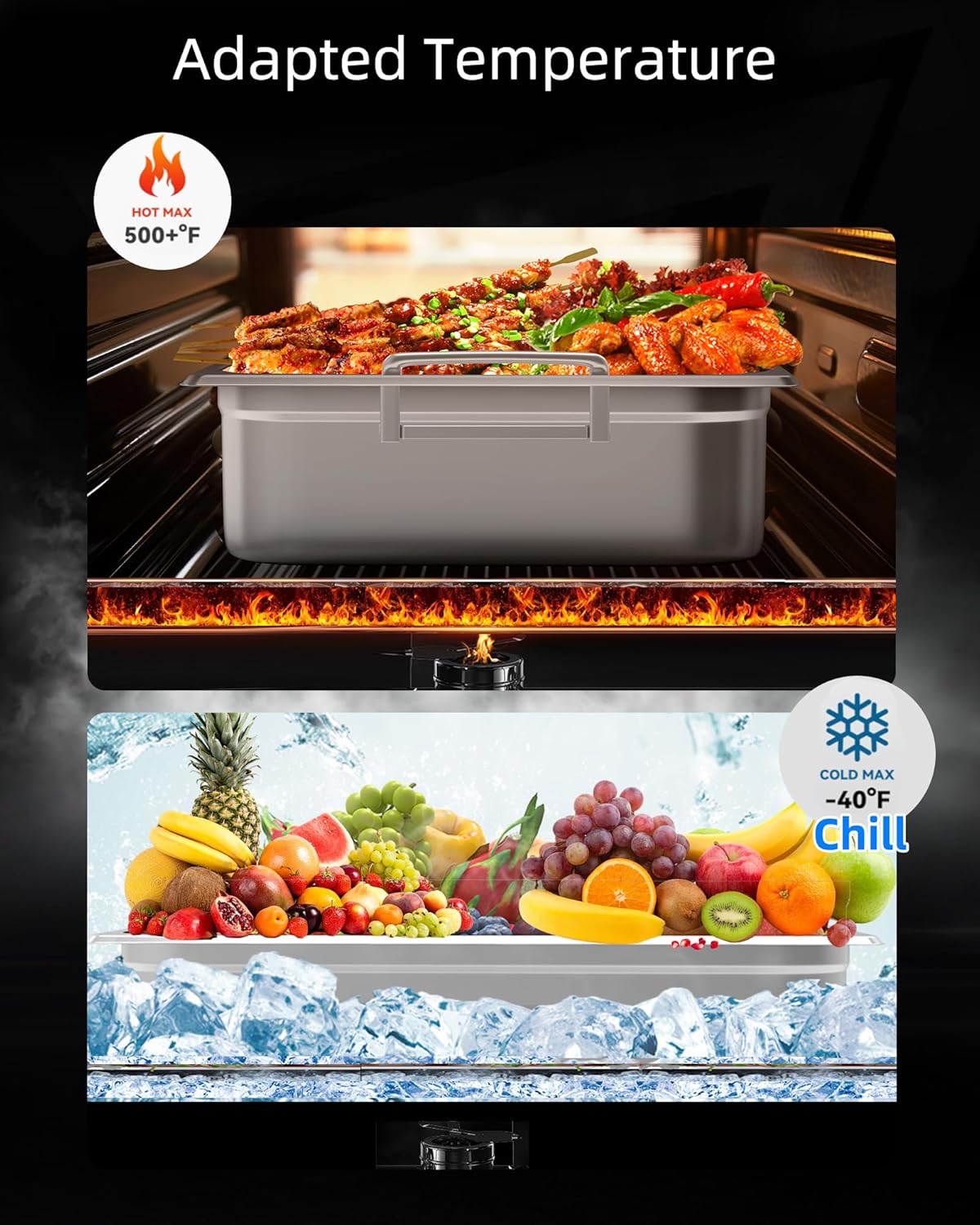 Garvee 6 Pack Hotel Pans, 4 Inch Deep Steam Table Pans with Handle