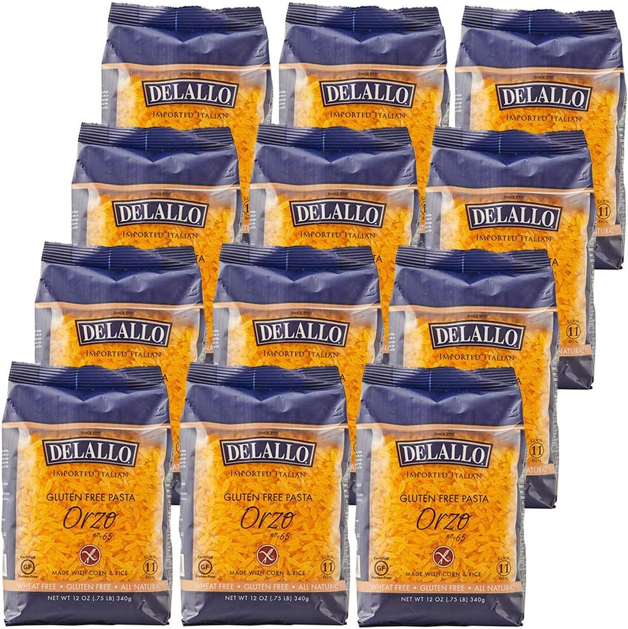 Gluten Free Orzo Pasta, Made with Corn & Rice, Wheat Free, 12oz Bag, 12-Pack