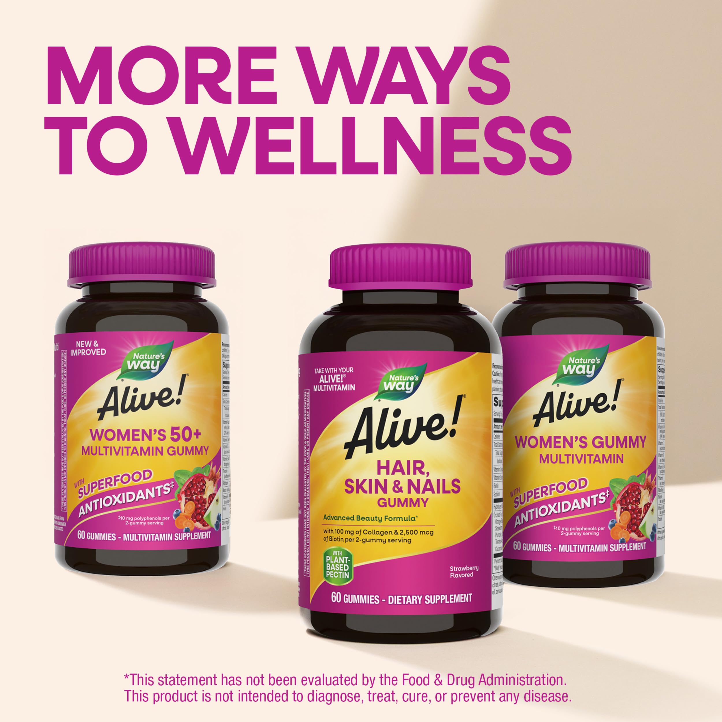 Nature's Way Alive! Hair, Skin & Nails Gummies with Collagen & Biotin,60 ct — Amazon image 7
