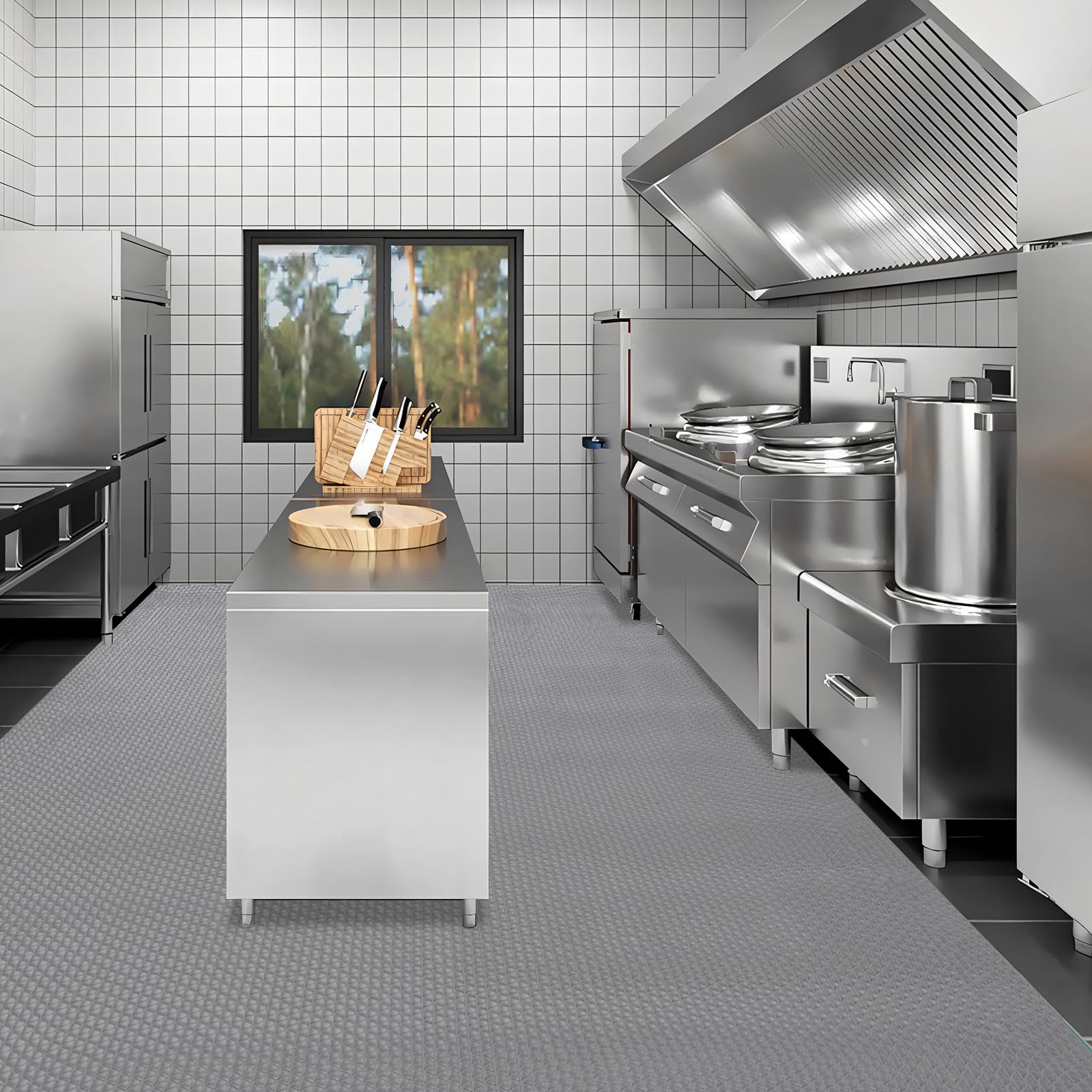 Tappetino antiscivolo per drenaggio, grigio, 500 x 90 cm | Stuoia impermeabile commerciale del pavimento, spessore di 5.5mm, area umida all'aperto dell'interno, tappeto a forma di S