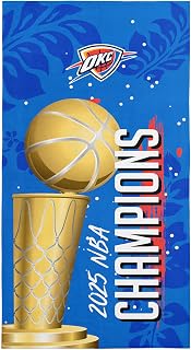 NORTHWEST Oklahoma City Thunder 2025 NBA Champions Blackboard Beach Towel, Official 30" x 60" Printed Cotton Towel, Soft & Absorbent NBA Finals Fan Gear for Pool, Beach, or Game Day