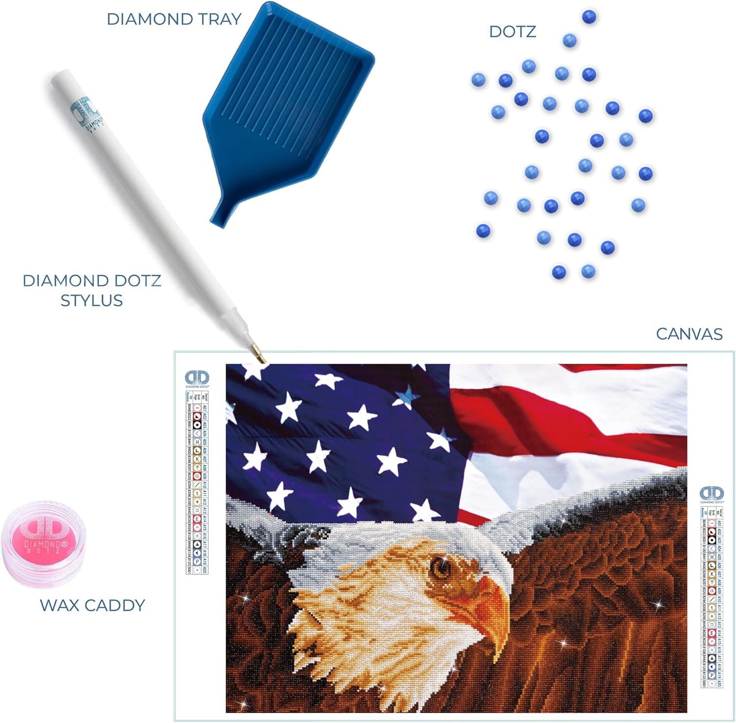 DIAMOND DOTZ Bald Eagle & Flag Diamond Painting Kits for Adults - Diamond Art Kits a Relaxing Creative Craft Kit with Dotz Gems 22x28