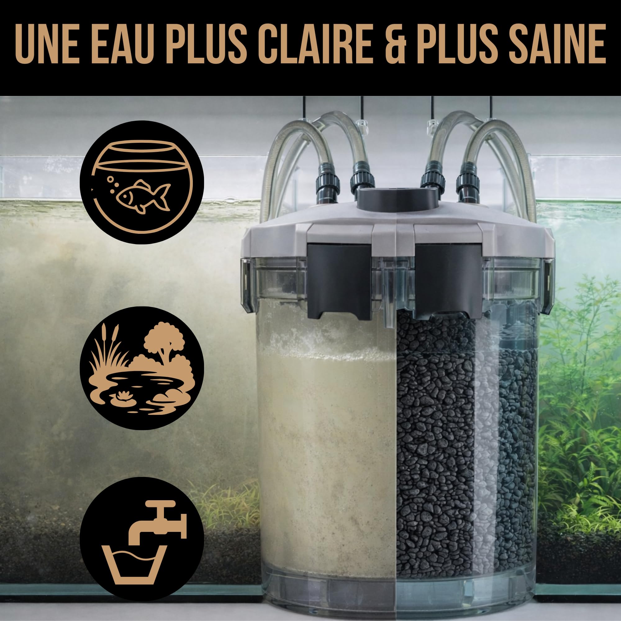 KHOOL - Charbon Actif Granulés 2,5L - Charbon de Bambou Filtration Aquarium et Air - Granules Absorbantes Haute Capacité - Purification Eau Bassin et Filtre - Format Économique - Origine France