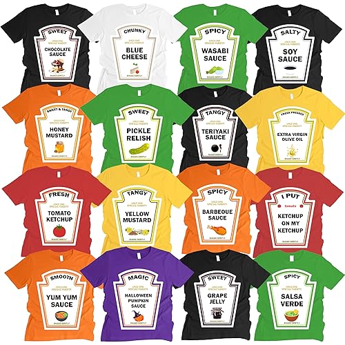 Ketchup Mustard Relish Halloween Costumes for Family, Halloween Sauce Shirt, Matching Group Condiment Shirts
