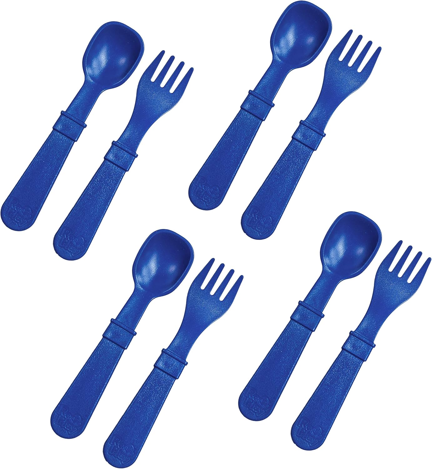 Re-Play Toddler Forks and Spoons Set – 4×4 Toddler Utensils Set – Dishwasher and Microwave Safe – Made in USA – Set of 8-5.8″ x 1.2″ x 0.2″ – Navy Blue