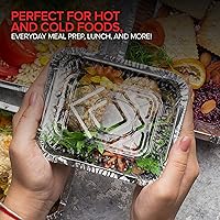 Vista 7 de Stock Your Home Sartenes pequeños de aluminio de 1 libra con tapas (paquete de 25) sartenes de aluminio + tapas de plástico transparente, utensilios