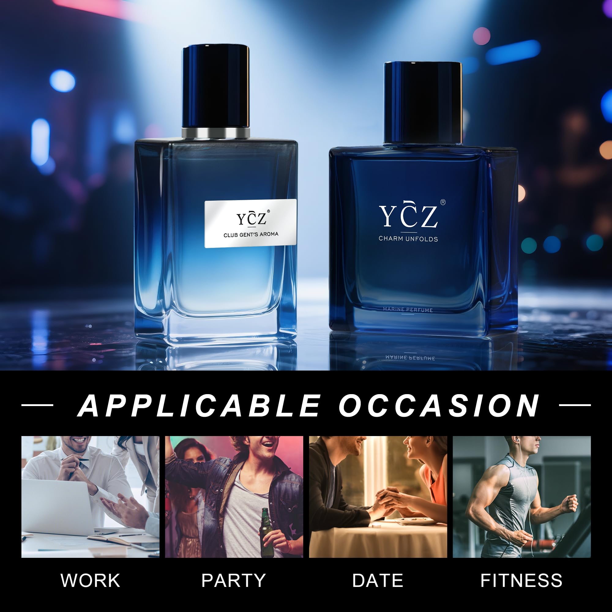 Ycz Eau de Parfüm Herren Set,2x50ml Lnganhaltendes Eau de Parfum für Herren,Der Duft kombiniert aromatisch-holzige und orientalisch-holzige Noten,Vielseitiges Geschenk für Herren für alle Anlässe