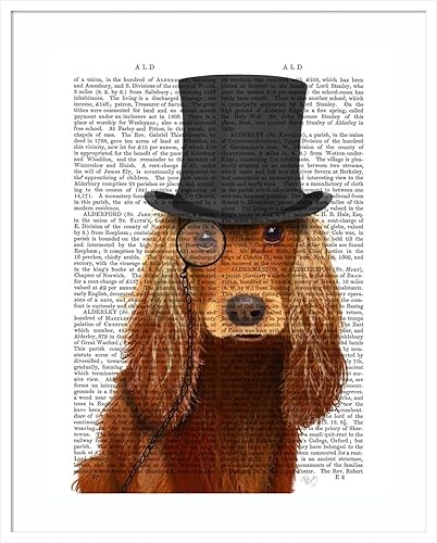 Miniatura 9 de Amanti Art Fab Funky - Impresión artística para pared con marco de madera, diseño de Cocker Spaniel formal Sabueso y sombrero (21.12 pulgadas de