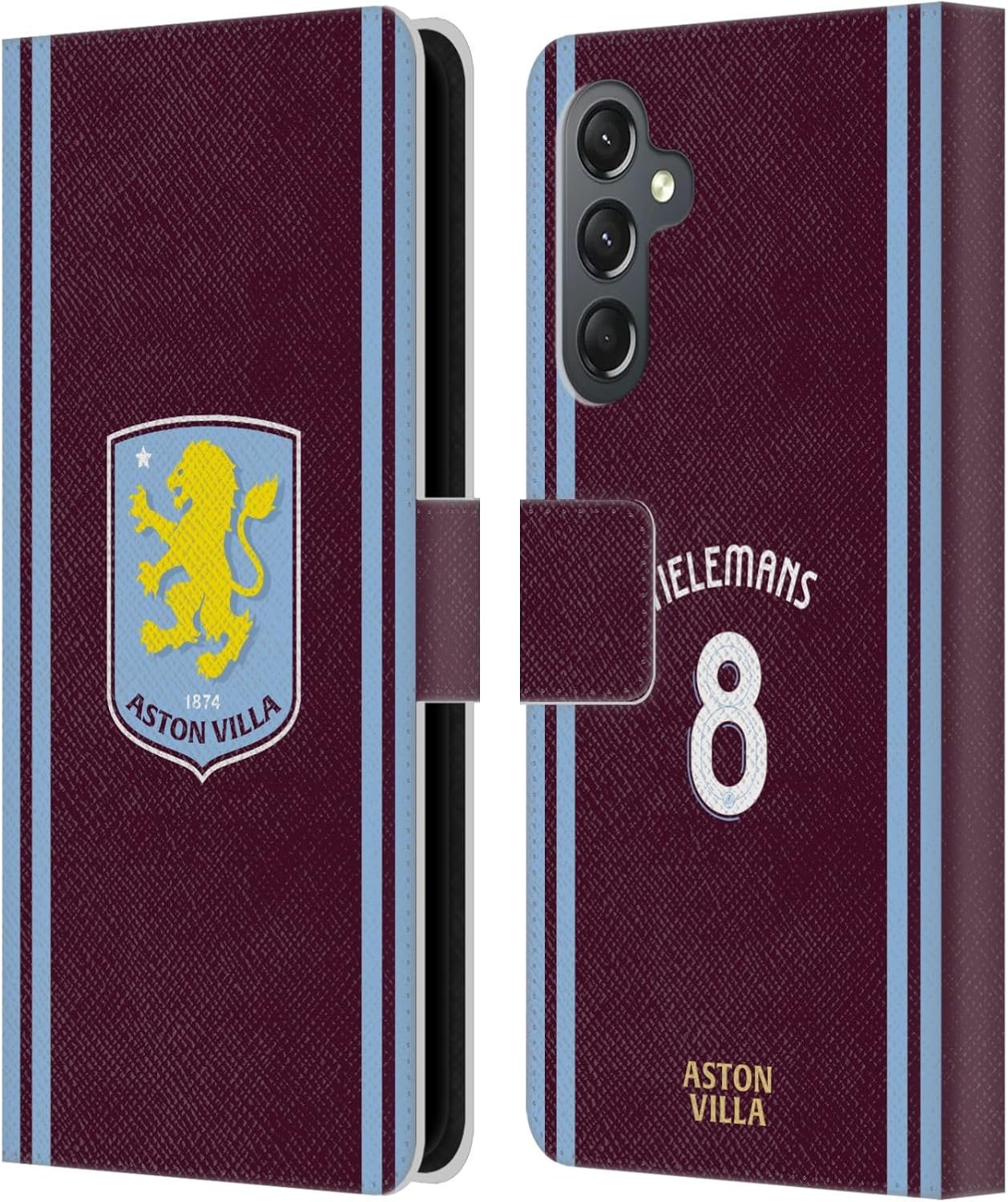 Head Case Designs Officially Licensed Aston Villa Football Club Youri Tielemans 2024/25 Crest Player Kit Leather Book Wallet Case Cover Compatible with Samsung Galaxy A25 5G