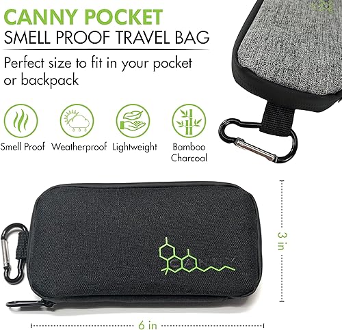 Miniatura 5 de CANNY Bolsa de bolsillo a prueba de olores  Bolsa de viaje para eliminar olores de tamaño bolsillo Contenedor inodoro  Estuche medicinal con carbón
