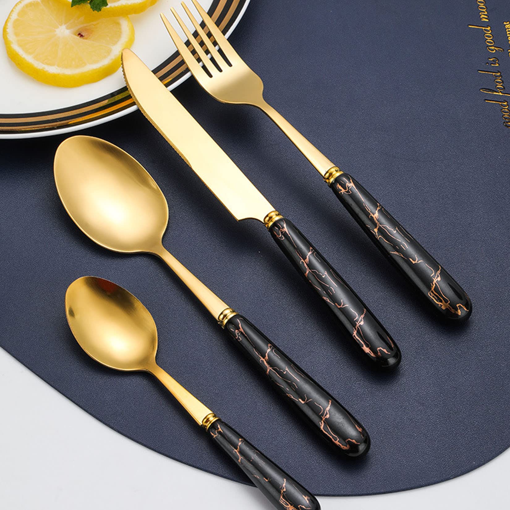 Juego De Cubiertos Para El Hogar Con Estante Para Colgar, Almacenamiento Independiente Y Fácil De Usar, Material De Acero Inoxidable Duradero, Tenedor, Cuchara, Cuchillo, Juego De Cucharas De Té,Negro