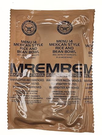 Genuine Military MRE - Menu 14 Mexican Rice And Bean Bowl with 2026 Inspection Date - MRE Meals Ready To Eat