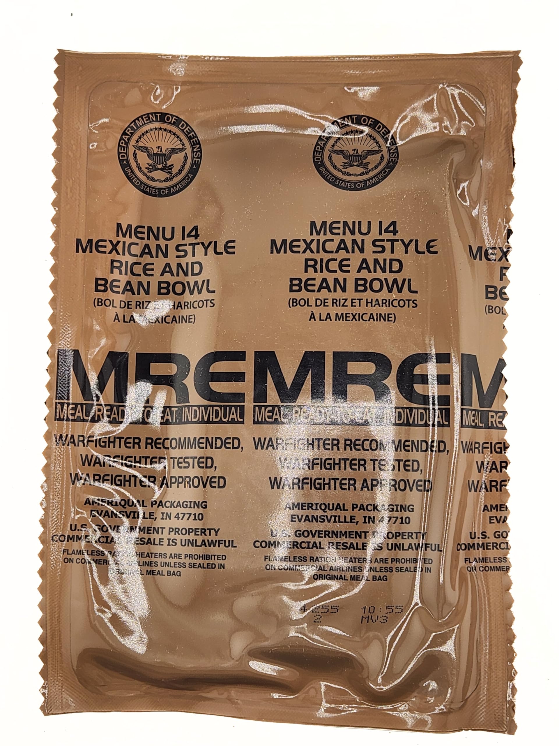 Genuine Military MRE - Menu 14 Mexican Rice And Bean Bowl with 2026 Inspection Date - MRE Meals Ready To Eat