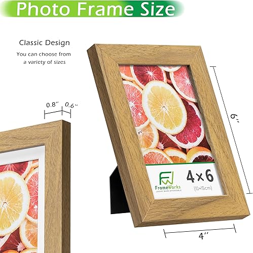 Vista 158 de FrameWorks Marcos de fotos clásicos de madera de 11 x 14 a 8 x 10 pulgadas con vidrio templado, roble natural, paquete de 6