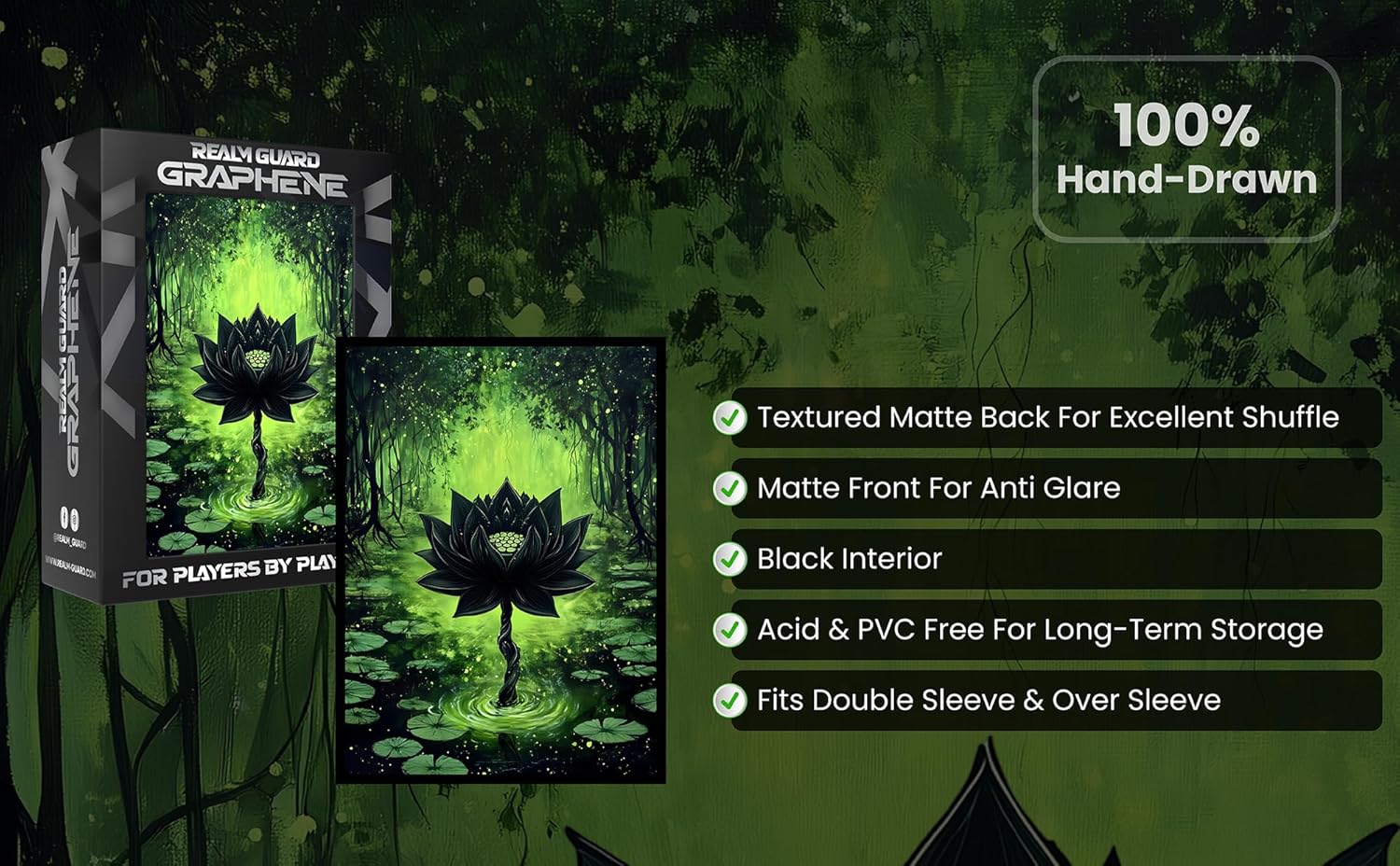 Realm Guard Graphene- 100ct Textured Matte TCG/MTG Art Sleeves (Forest Black Lotus)