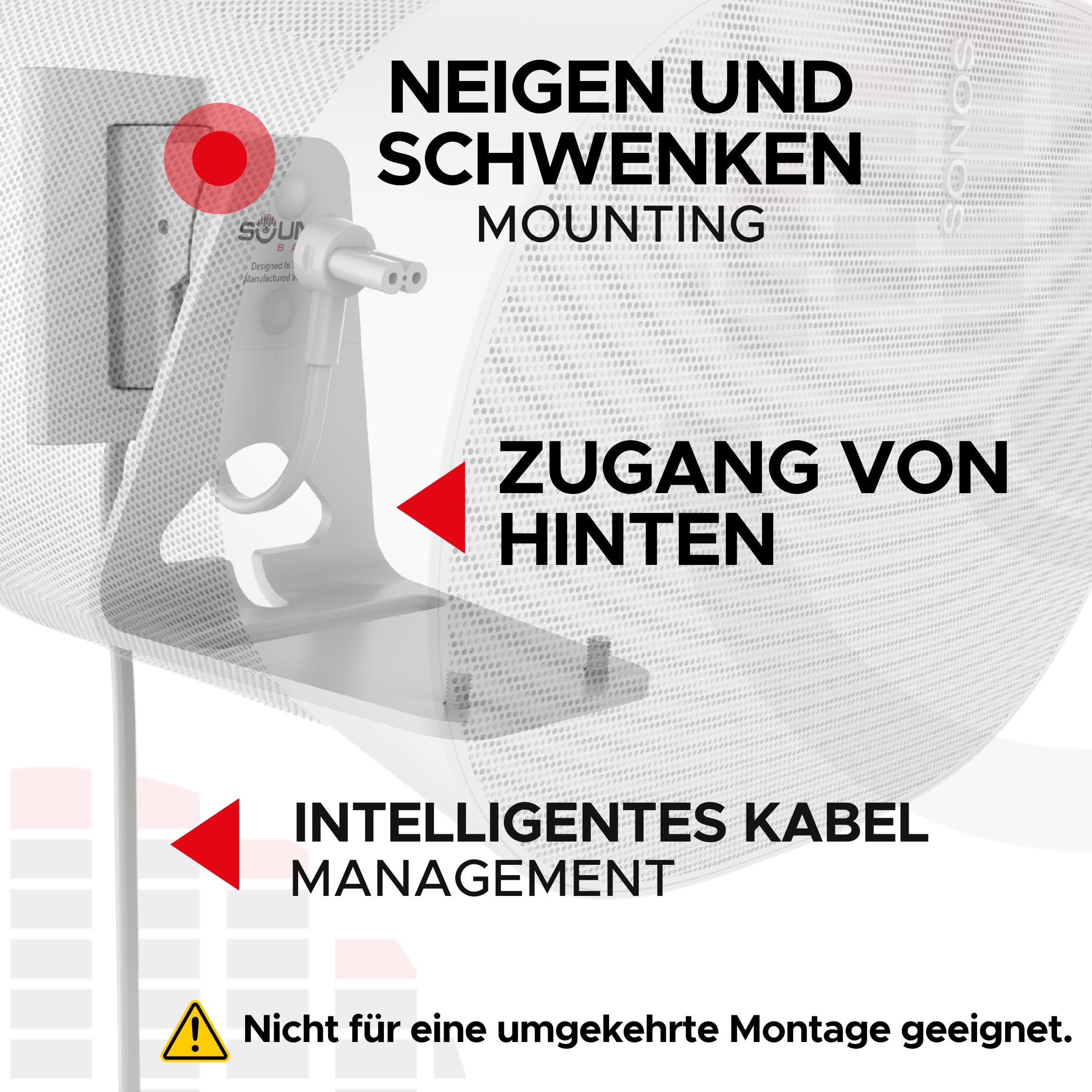ERA300 Wandhalterung neig- und schwenkbar kompatibel mit Sonos ERA 300 inklusive Montageset Weiß Doppelt