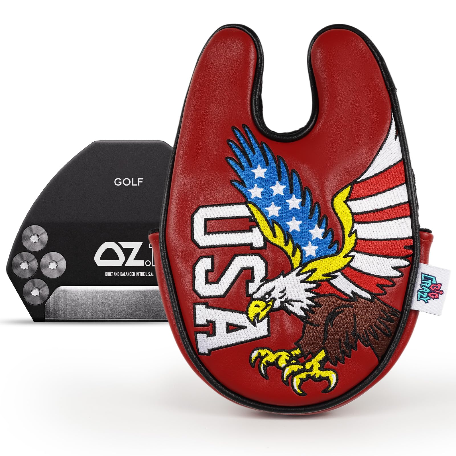 Funny Golf Head Covers, Putter Cover for OZ1 MEZZ 1 MEZZ1 MAX Putters, Center Shaft Mallet Putter Cover with Magnetic Closure, PU Leather Material, Golf Gift for Men and Women, Eagle