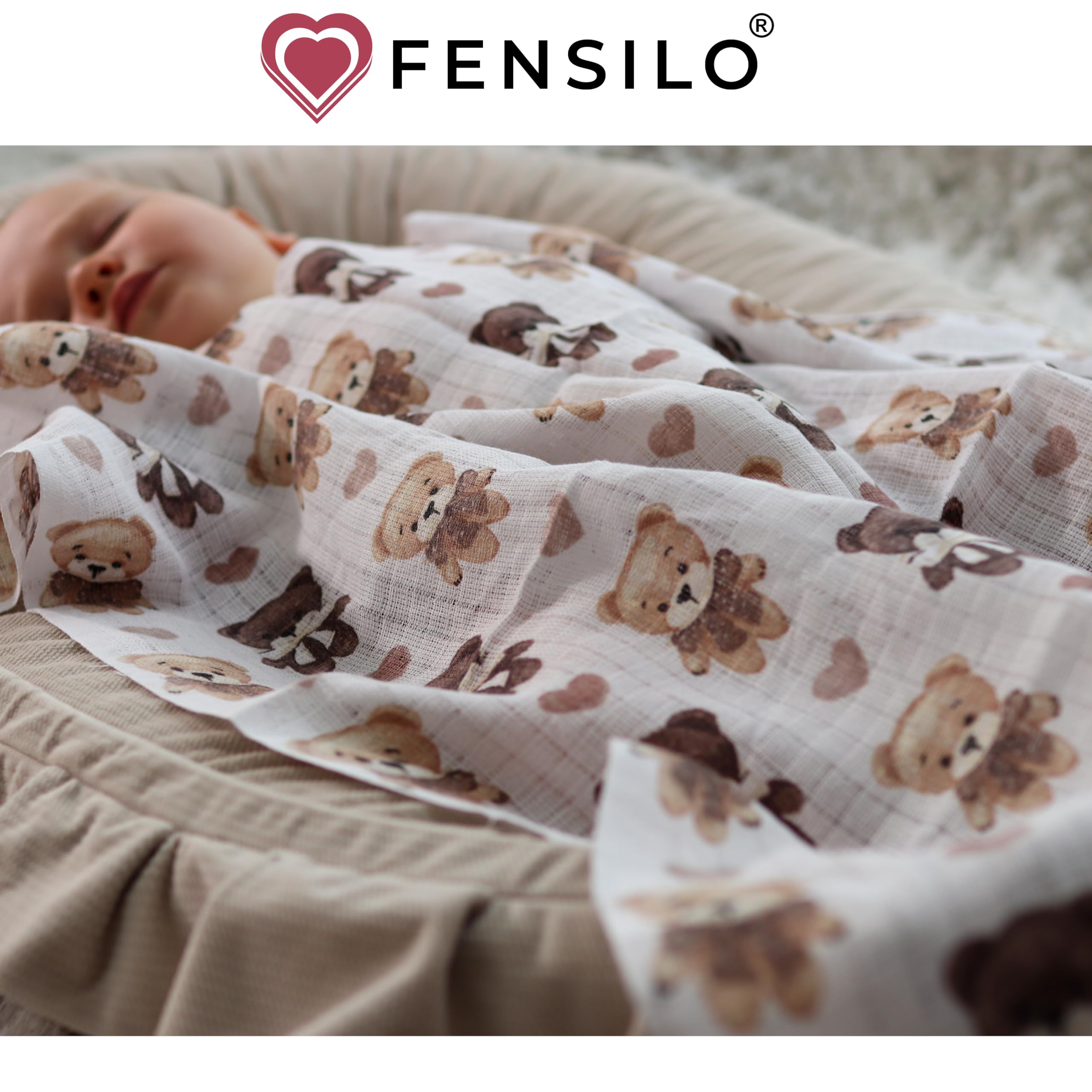 FENSILO Pañales de muselina para bebés y niñas, 6 unidades, 70 x 80 cm, para bebés y recién nacidos, paños de muselina para niños y niñas, paños para eructos de algodón, 1008