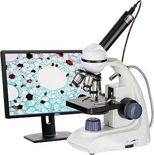 AmScope M170C-E 40X-1000X Dual LED Solid-Metal Portable Compound Microscope with Camera, White