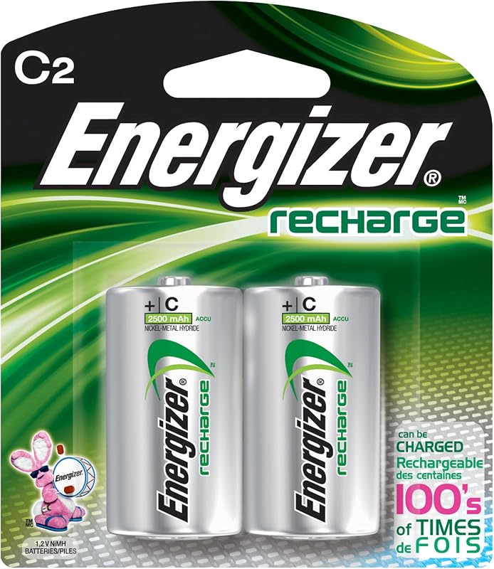 Energizer NH35BP-2 C2 Rechargeable, Size C, 2 Count, 0.5" Height, 3.25" Width