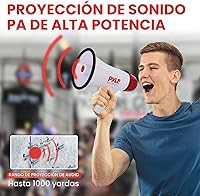 Vista 5 de Pyle megáfono altavoz compacto, funciona con baterías, sirena alarma, control de volumen (pmp20)