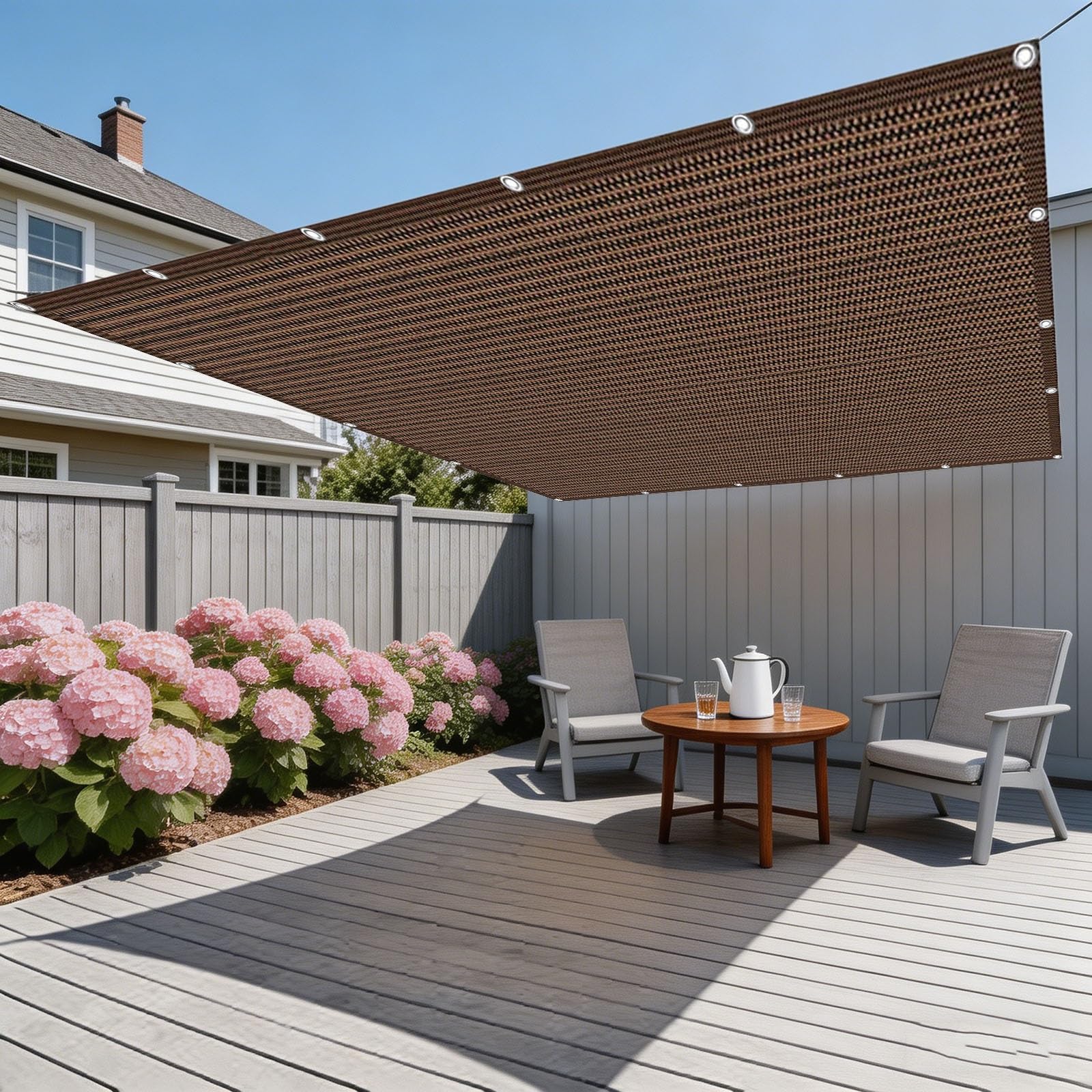 Voile d'ombrage 4.2 x 7 m marron en HDPE résistant aux UV