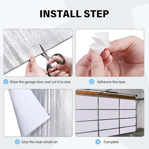 Miniatura 5 de Frienda Juego de aislamiento de puerta de garaje de 24 x 48 pulgadas, paneles de aislamiento de núcleo de espuma blanca, barrera radiante de