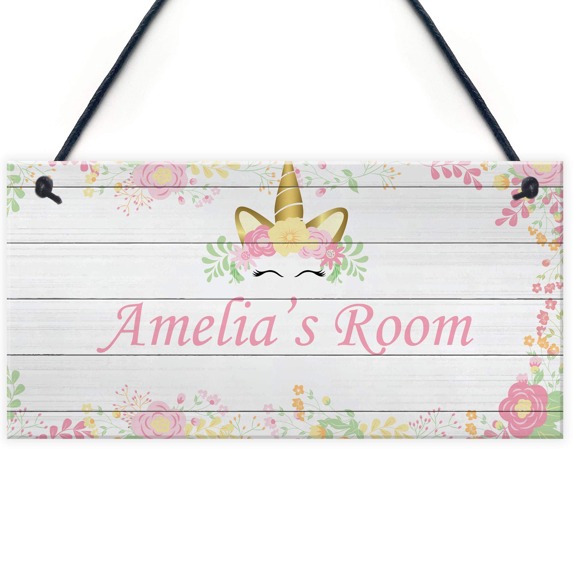Pretty Unicorn Sign For Little Girls Bedroom Nursery PERSONALISED Door Sign